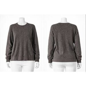 J.Crew Women’s XL Leopard Print Sweatshirt Gray Black Pullover Top Casual
